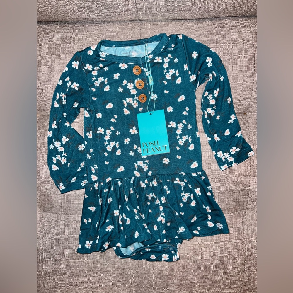 Brand new Posh Peanut long sleeve dress with snap closure.